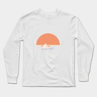 Sunset And Paper Boat Long Sleeve T-Shirt